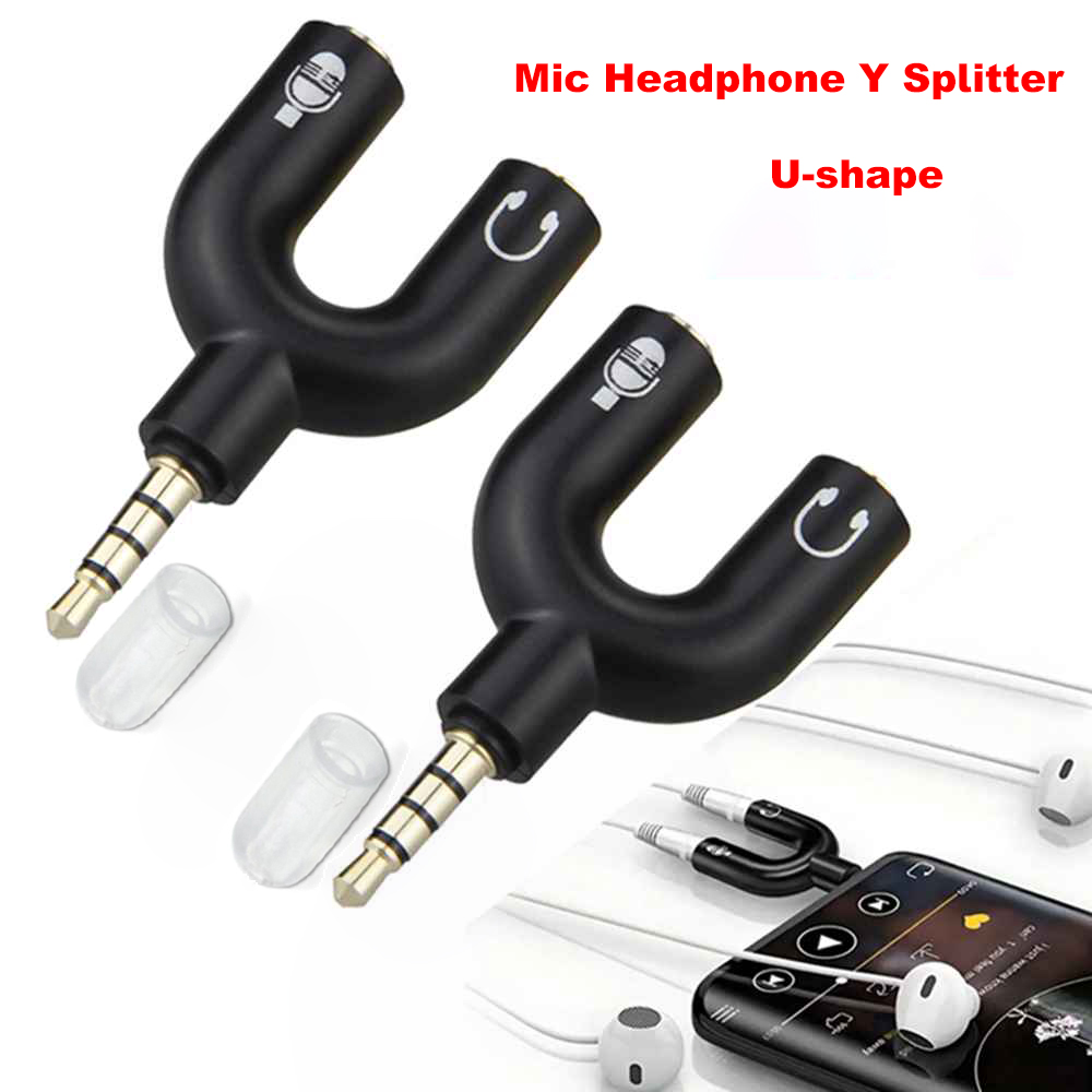 Laptop Accessories Headphones - 3.5 ミリメートルヘッドフォンマイクスプリッタアダプタ U 字型ステレオ 3.5 ミリメートル