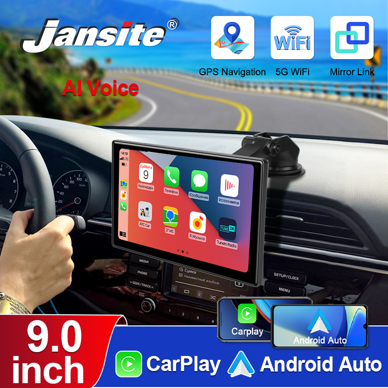 Monitor Portable Usb - Jansite-ユニバーサルカープレーヤー,9インチ,ワイヤレス,Android,デュアル,Bluetooth,USB,BT 5.0, ips