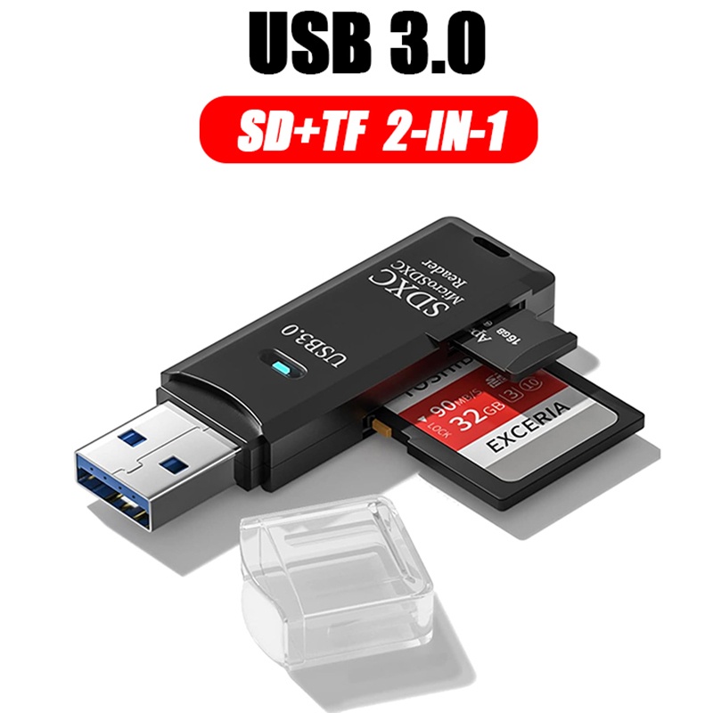 Laptop Accessories Gadgets - 2in1 USB 3.0カードリーダー ポータブルマイクロSDカードリーダー USB 3.0アダプター