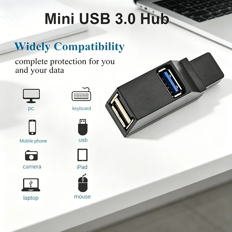Laptop Accessories Gadgets - USB 3.0 2.0 回転可能な 3 ポートハブスプリッター、高速データ転送複数エキスパンダー