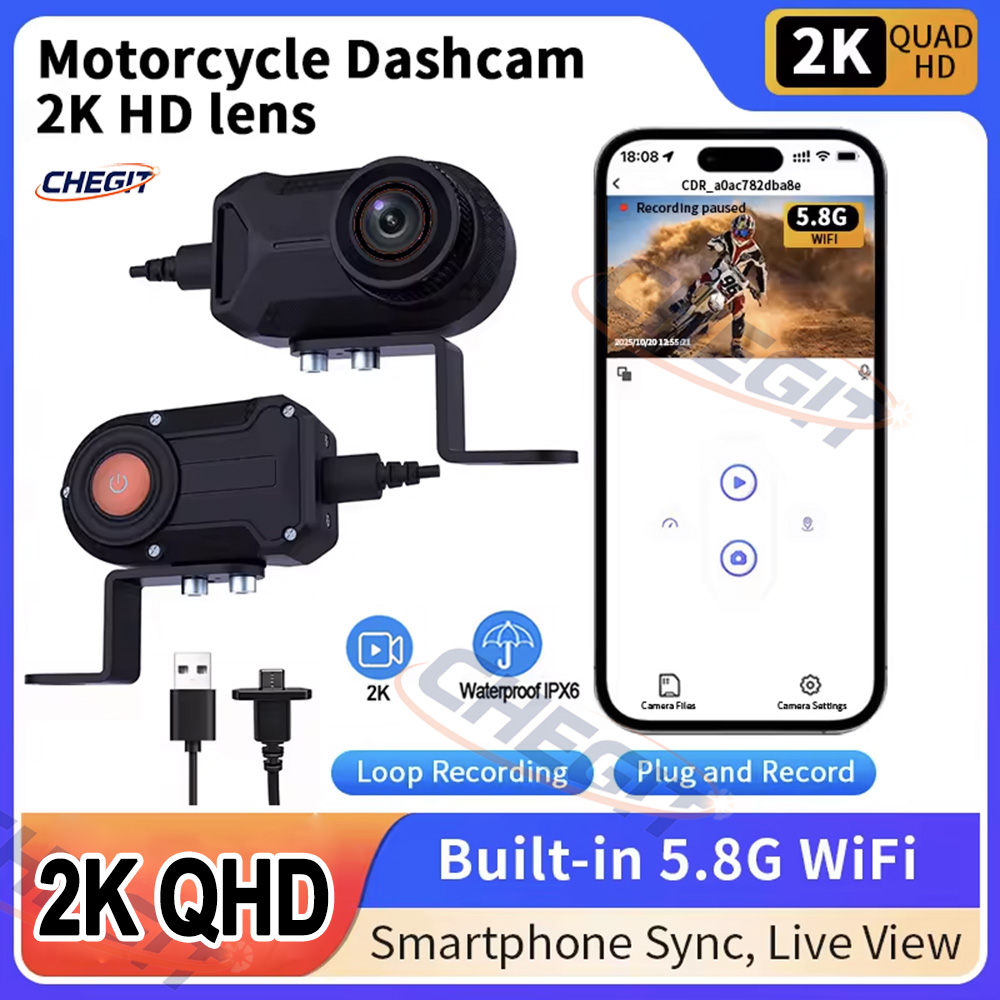 オートバイ DVR 2K HD WiFi 防水 IP66 ミ - Monitor Portable Usb のレビューと価格