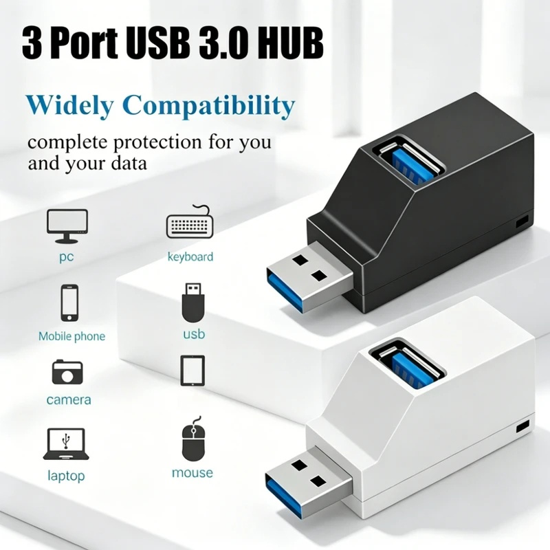 USB 3.0 2.0 回転可能な 3 ポートハブスプリッタ - Laptop Accessories Gadgets のレビューと価格