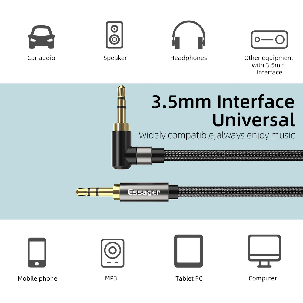 Essager Aux 延長ケーブル 3.5 ミリメートルジ - Laptop Accessories Headphones のレビューと価格