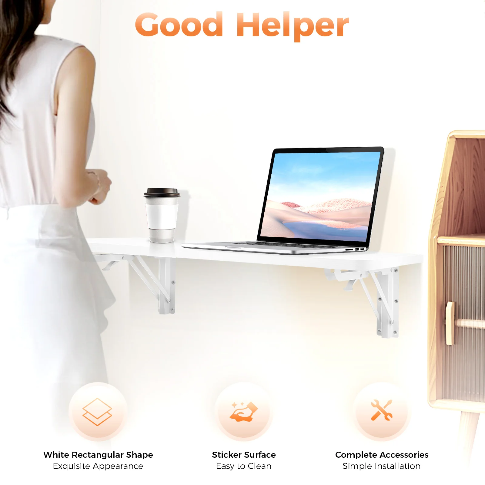 省スペース折りたたみ式壁掛けフローティングデスク 60x40 - Laptop Accessories Officeworks のレビューと価格