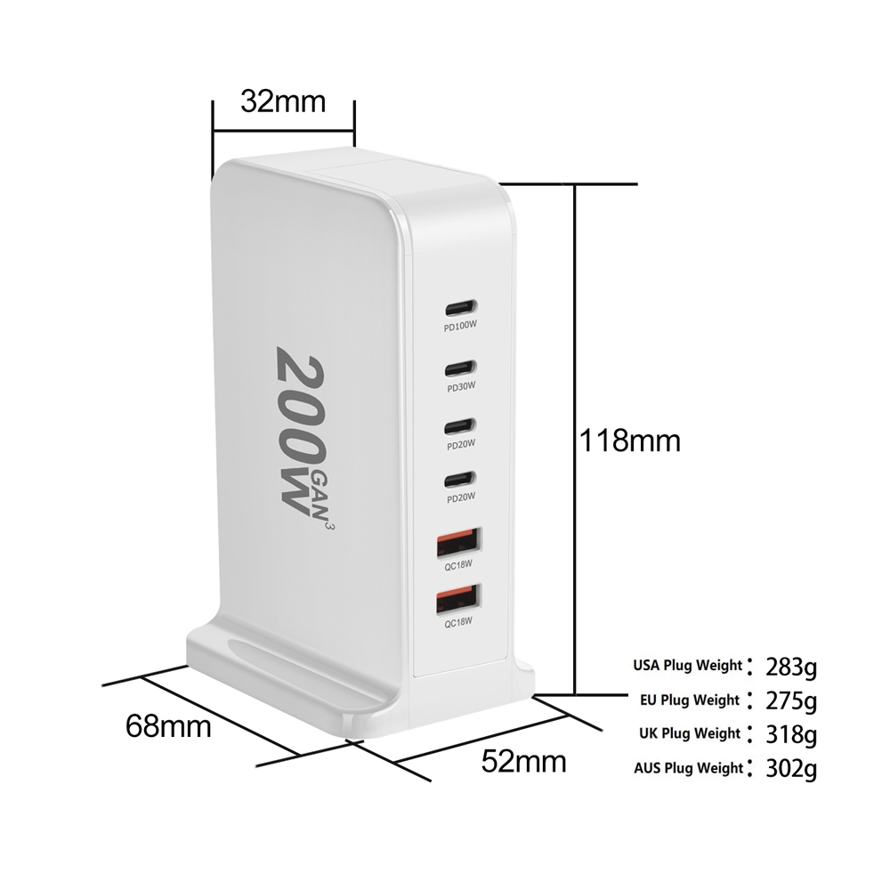 USB Type-C充電器,6ポート,200W, 168W, - Laptop Accessories Uk のレビューと価格
