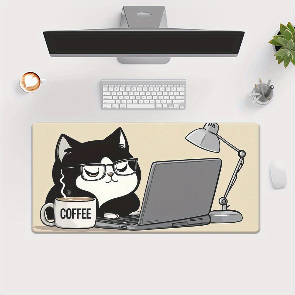 かわいいコーヒー猫がラップトップデスクマットで仕事をしている - Laptop Accessories Officeworks のレビューと価格