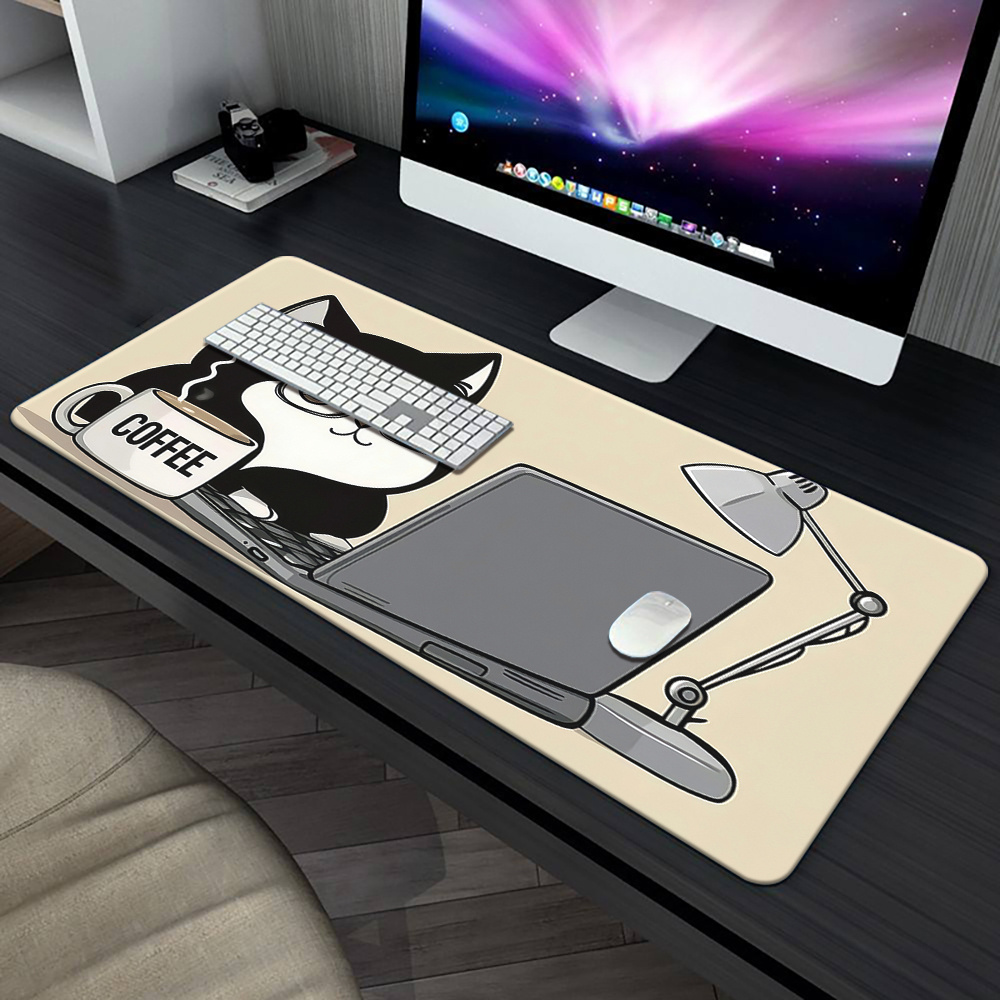 かわいいコーヒー猫がラップトップデスクマットで仕事をしている - Laptop Accessories Officeworks のレビューと価格