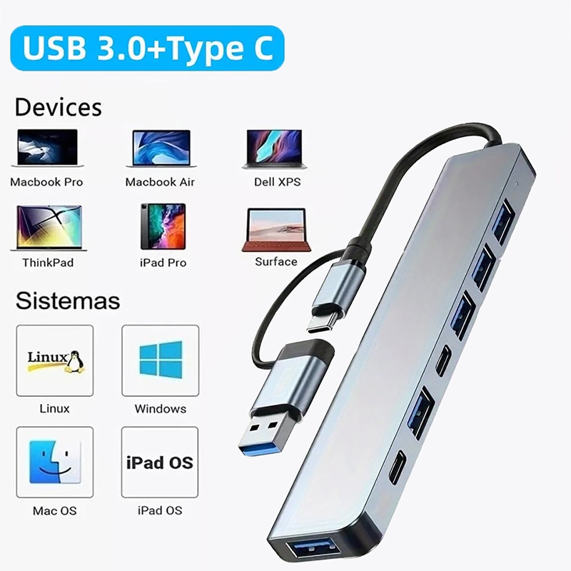 2in1 USB3.0ハブ 7ポート Type-C拡張スプリ - Laptop Accessories Gadgets のレビューと価格