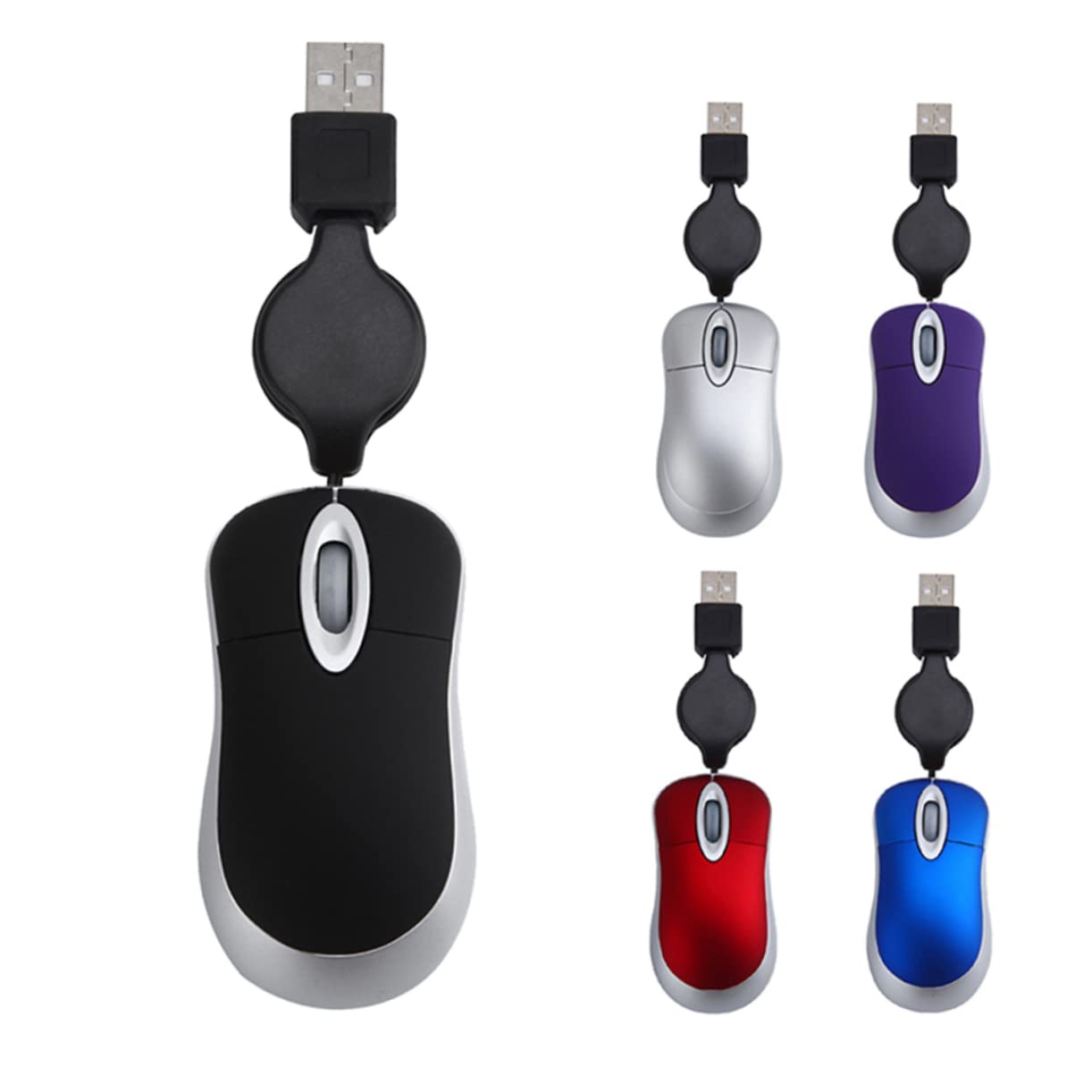 ポータブル光学式ミニマウス格納式 USB ケーブル人間工学に - Laptop Electronics Accessories のレビューと価格