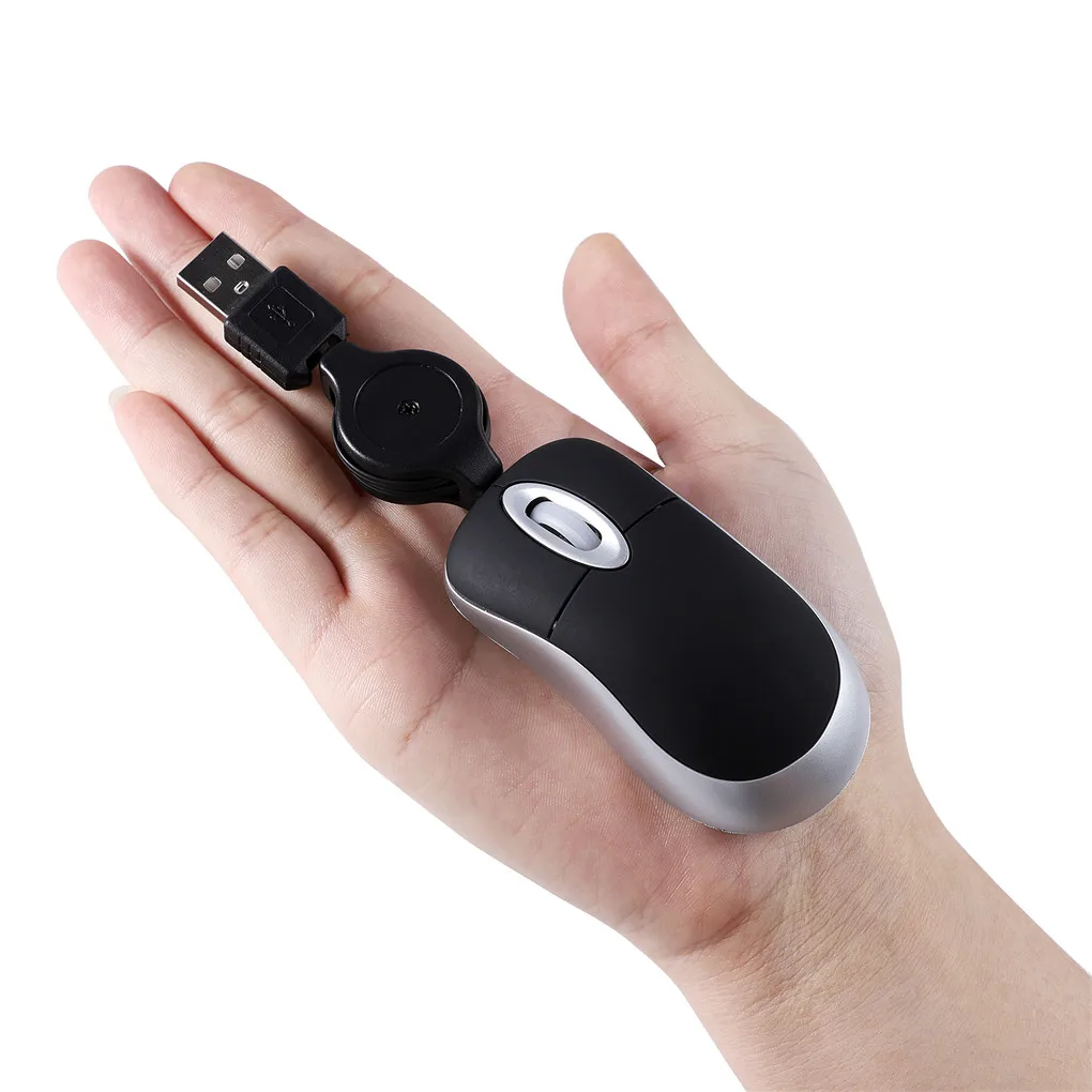 ポータブル光学式ミニマウス格納式 USB ケーブル人間工学に - Laptop Electronics Accessories のレビューと価格