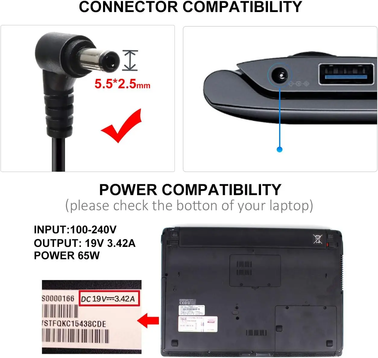 ラップトップacアダプター充電器asus、19v、3.42a - Laptop Accessories Shop のレビューと価格